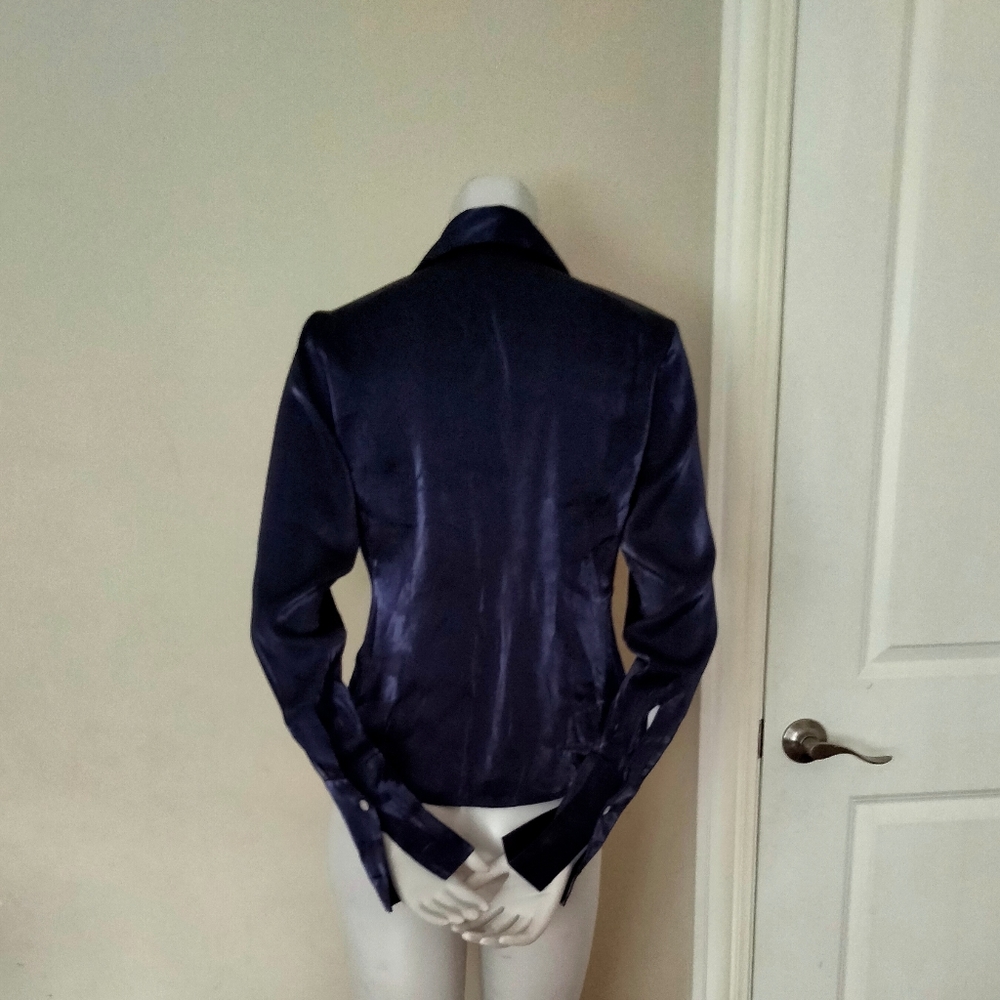 Cavier timeless button up silk dark blue shirt - Picture 3 of 5